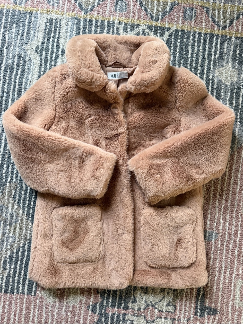H&M Girls' Faux Fur Coat in Camel